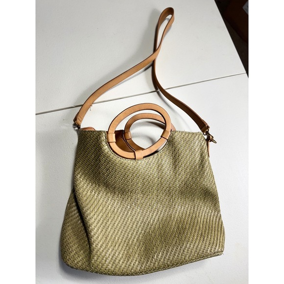 Fossil 75082 Woven Straw Tote Bag with Round Handles and Crossbody‎ Strap - Picture 1 of 14